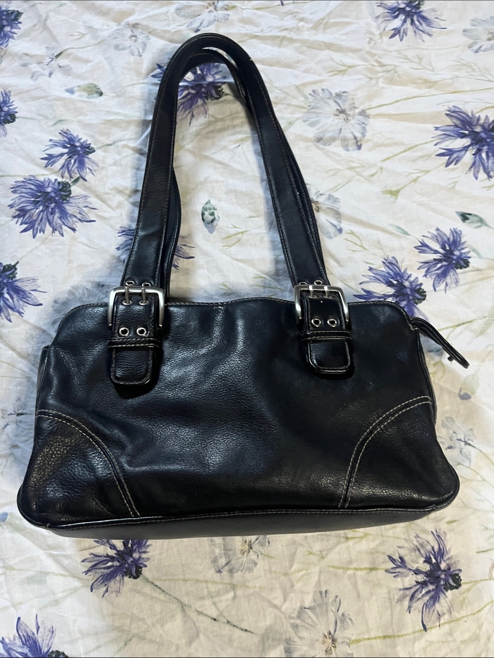 Black Leather Shoulder Bag - Classic Tote